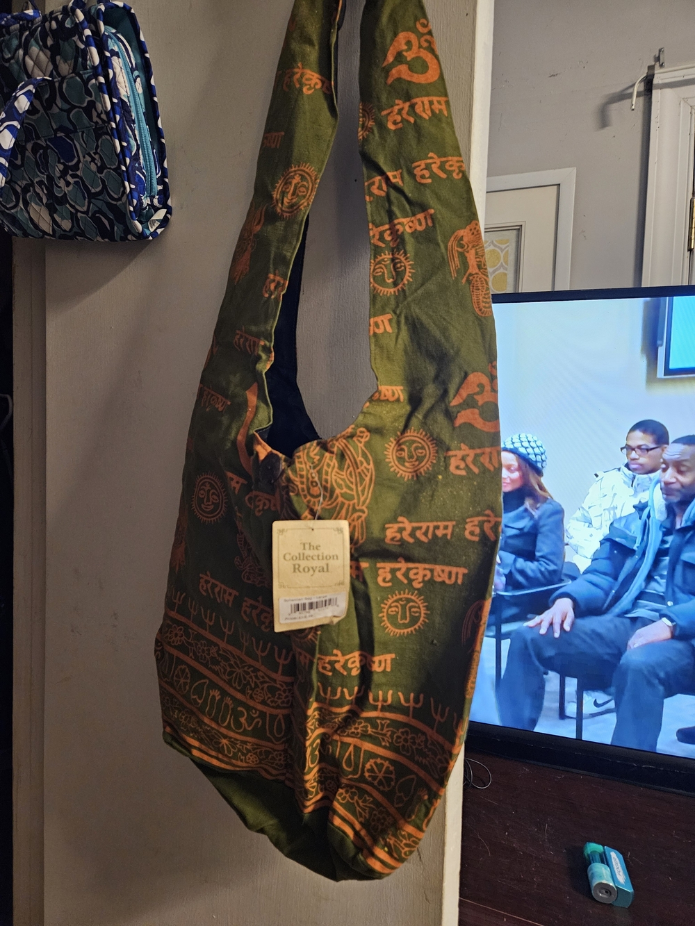 The Collection Royal Olive Green & Orange Messenger Sling Bag for Men